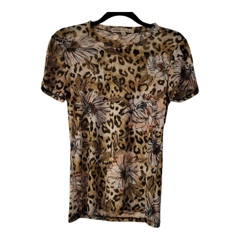Gypsies & Moondust Leopard Floral Sheet Top
